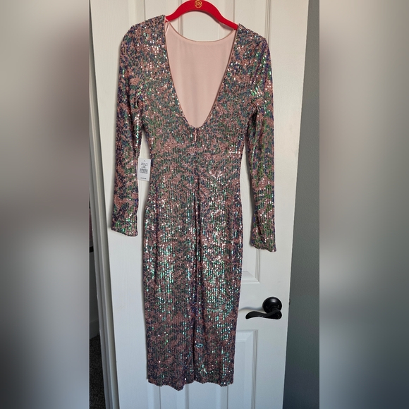 Dress the Population Multicolor Sequin Long Sleeve Dress - Picture 3 of 4